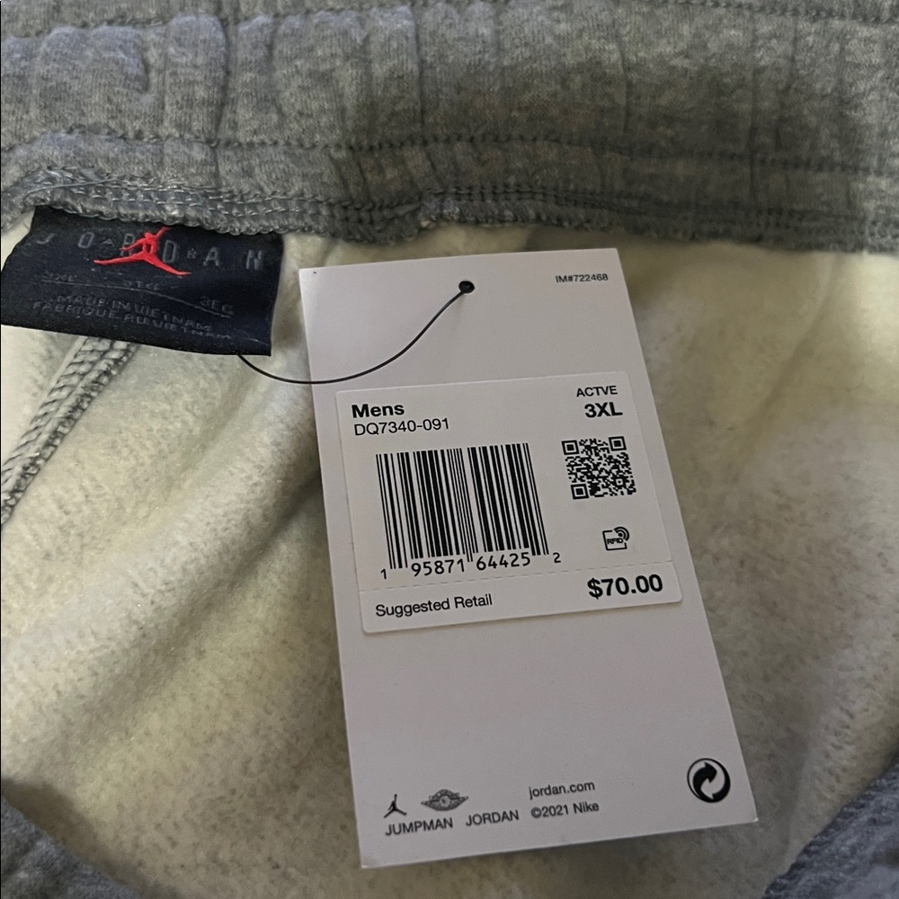 Jordan men’s sz 3XL Gray Logo Fleece Joggers - Picture 5 of 5